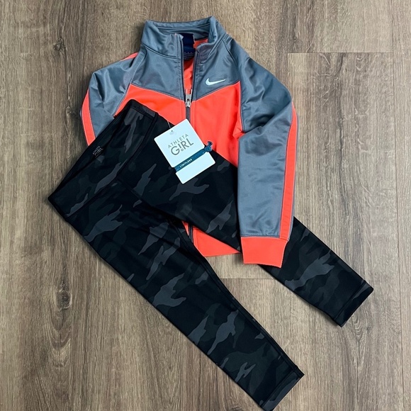 NWT Athleta Girl Chit Chat Camo Capri & Nike Jacket - Picture 1 of 15